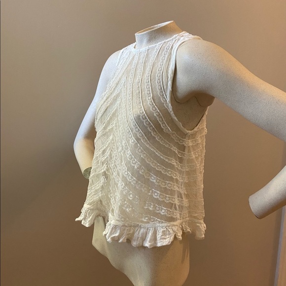 FREE PEOPLE white lace top small - Picture 9 of 13